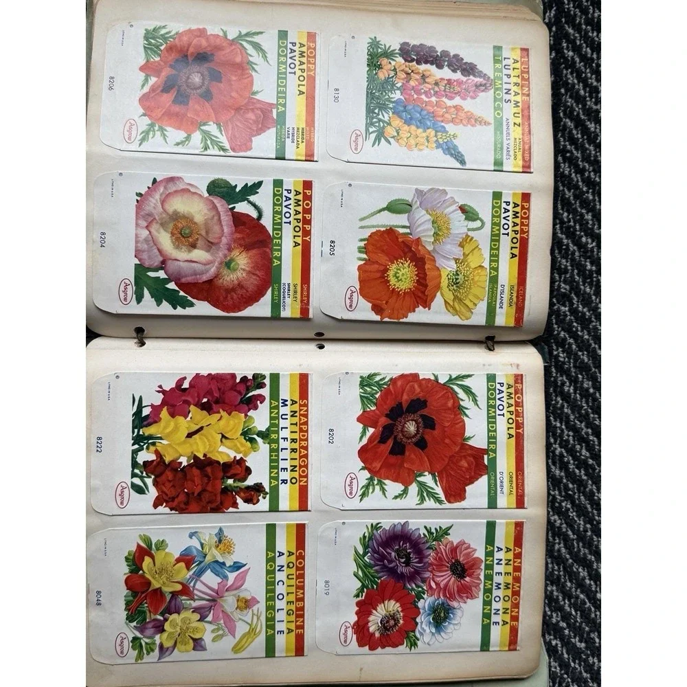 VTG rare 1950s-60s Asgrow Seed Salesman Sample Book 280+ Labels Accopress Binder